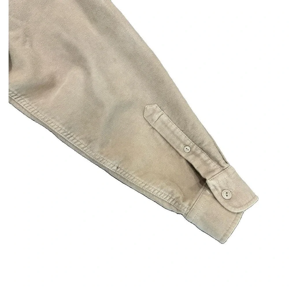 J Crew Vintage Mens Barn Jacket Large Beige Tan Corduroy Collar Chore Coat 61772